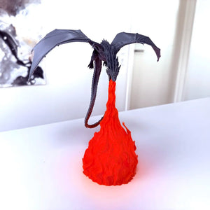 28cm 3D printed dragon lamp collectible with illuminated base