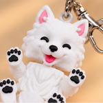 WHITE ARTICULATED DOG KEYCHAIN
