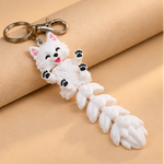 WHITE ARTICULATED DOG KEYCHAIN